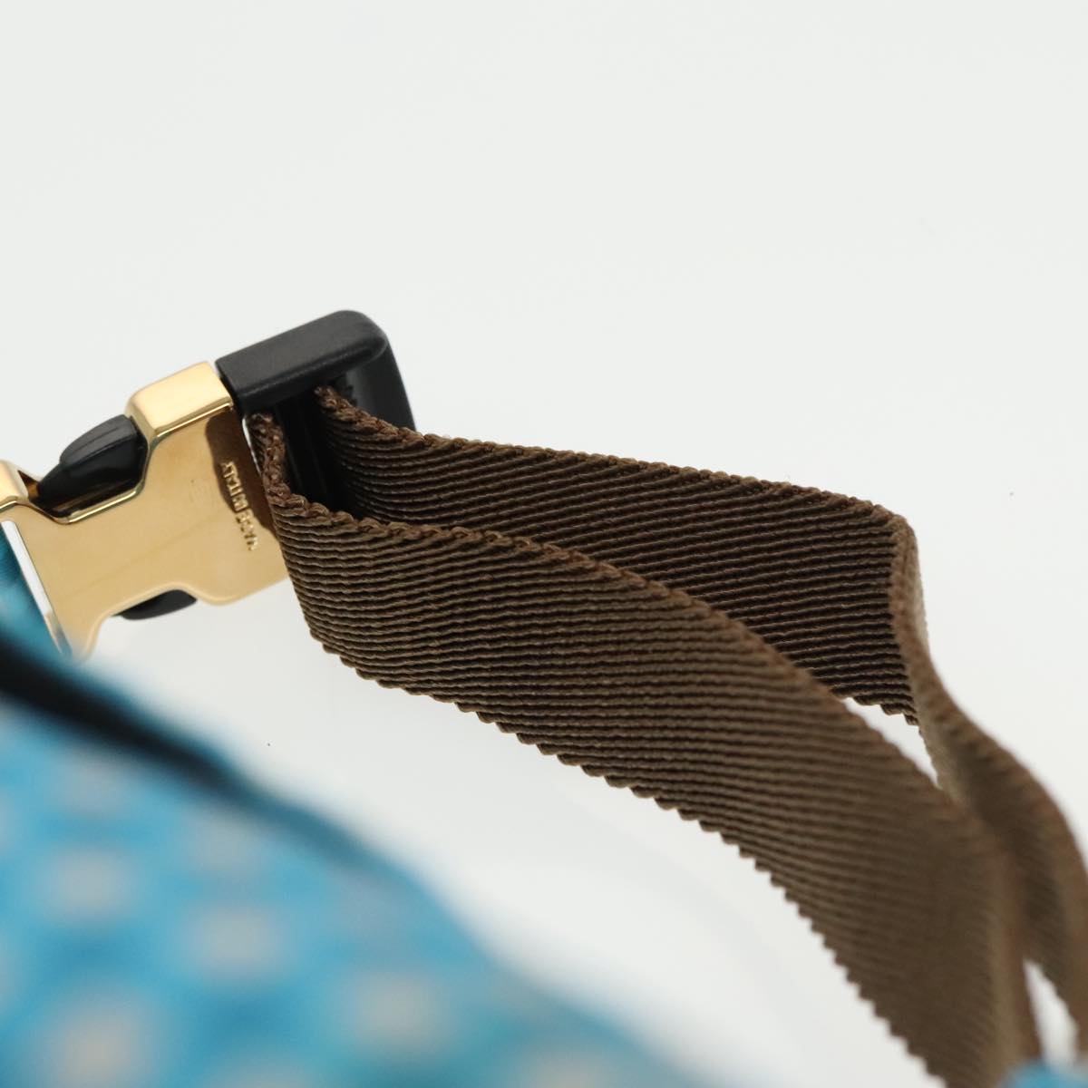 FENDI Mamma Baguette Shoulder Bag Nylon 2way Blue Gold 102291