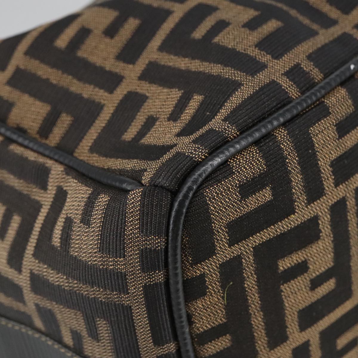FENDI Zucca Canvas Vanity Pouch Brown Black gold 102333