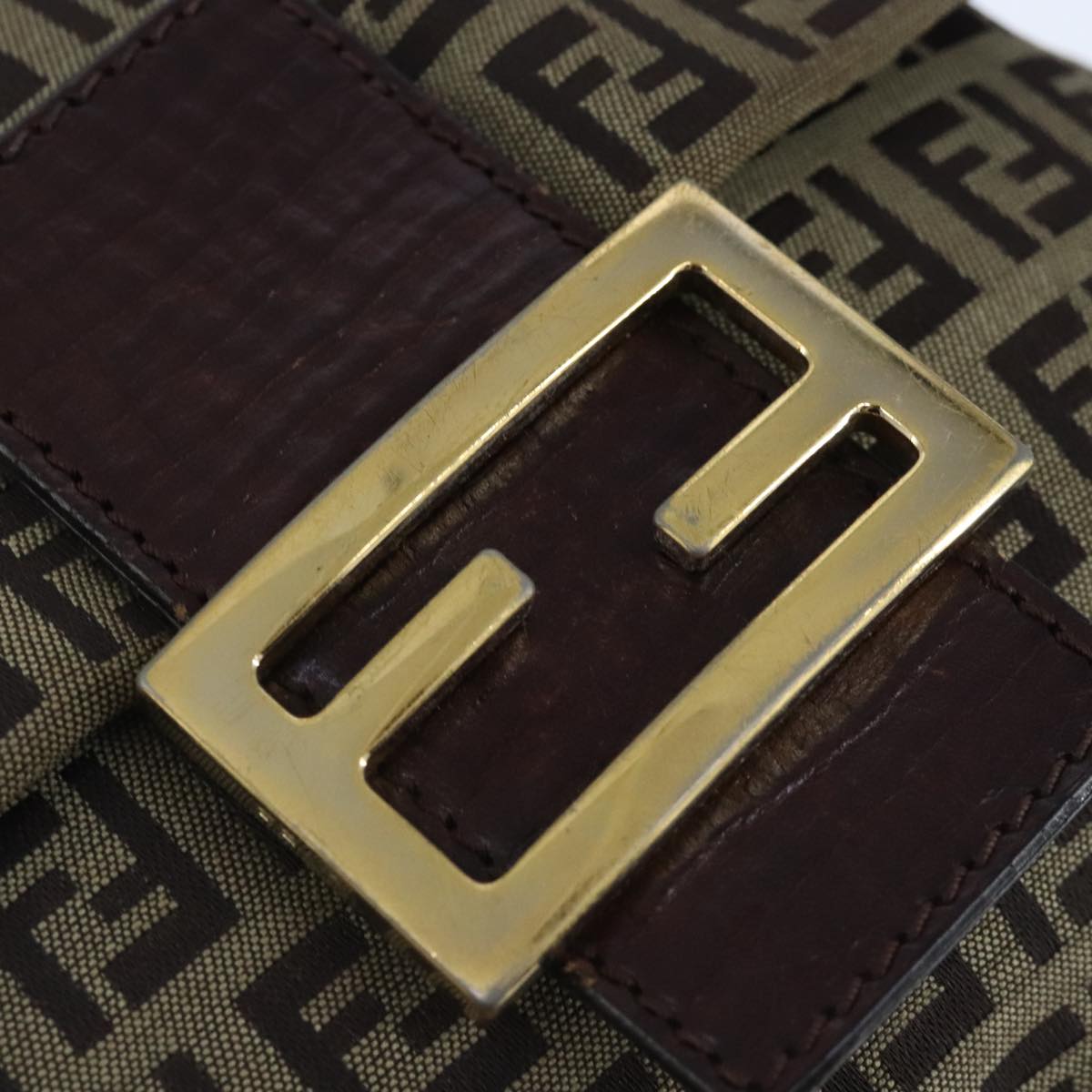 FENDI Zucchino Canvas Mamma Shoulder Bag Beige 102445