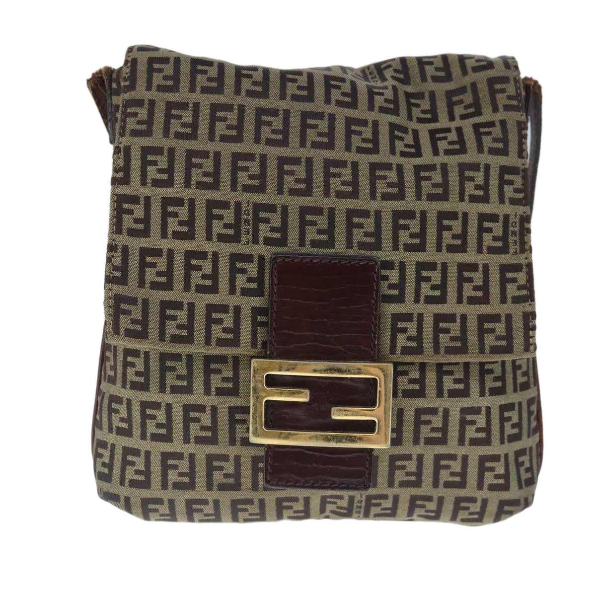 FENDI Zucchino Canvas Mamma Shoulder Bag Beige 102445
