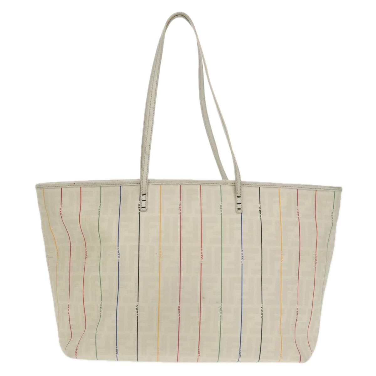 FENDI Zucca Canvas Tote Bag White Multicolor 102446
