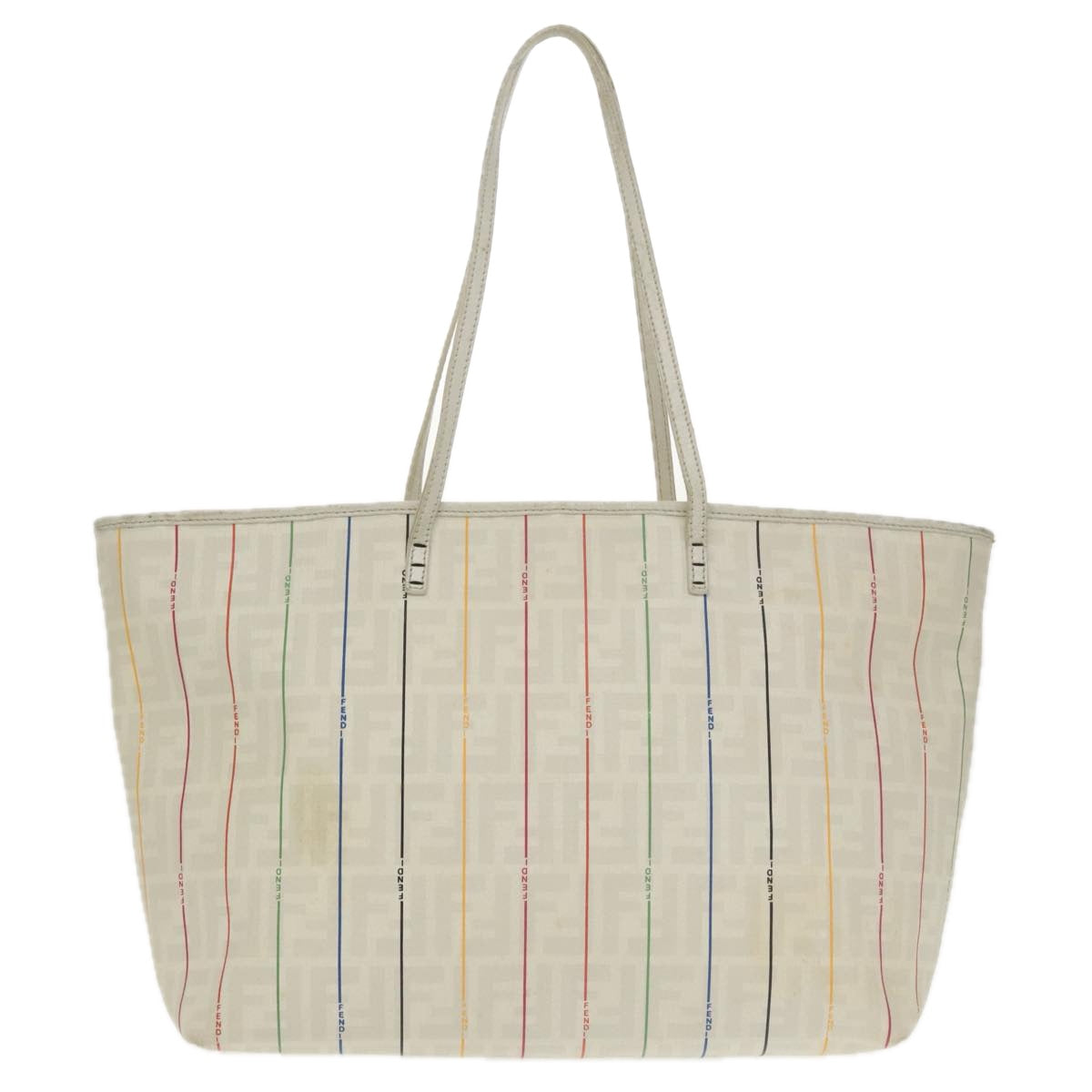 FENDI Zucca Canvas Tote Bag White Multicolor 102446