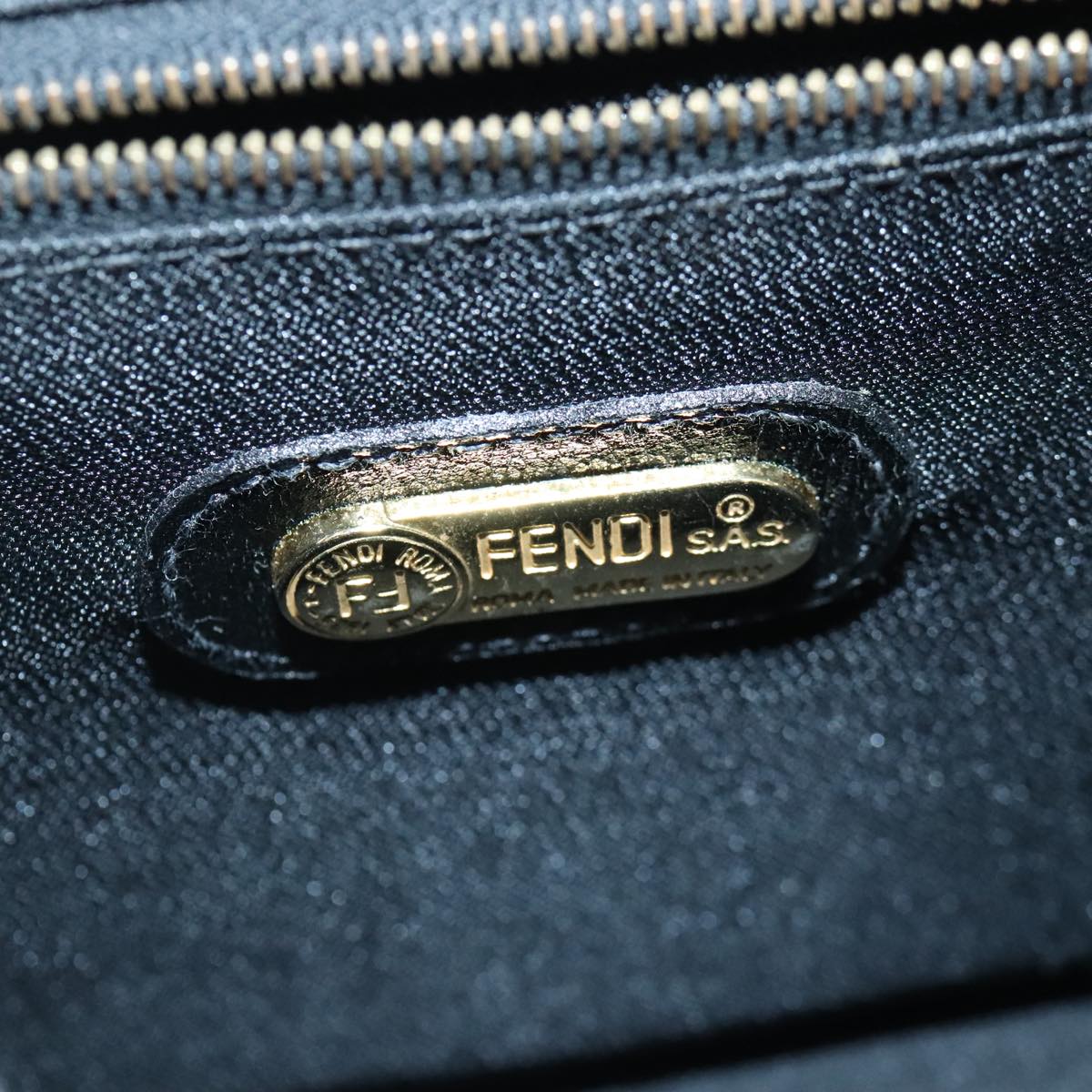 FENDI Hand Bag Leather 2way Black Gold 102531