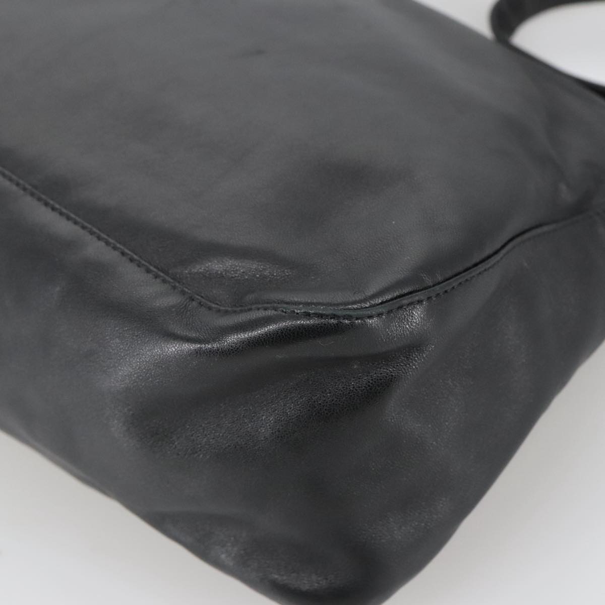 FENDI Mamma Baguette Shoulder Bag Leather Black Silver 102636