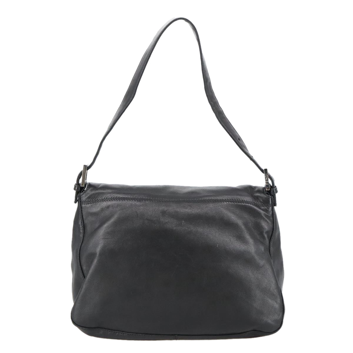 FENDI Mamma Baguette Shoulder Bag Leather Black Silver 102636
