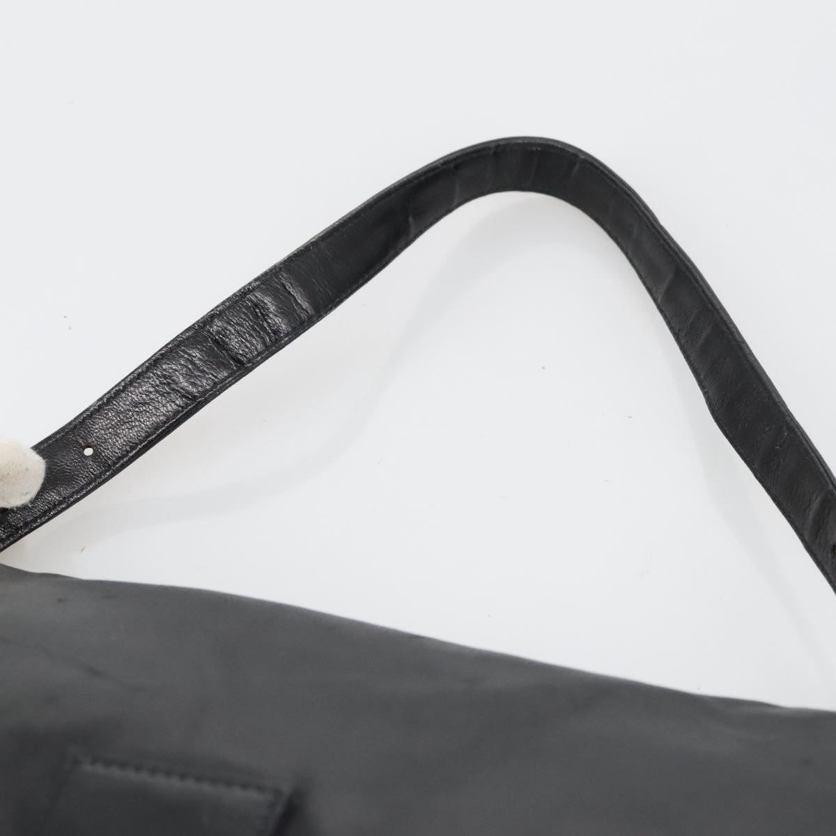FENDI Mamma Baguette Shoulder Bag Leather Black Silver 102636