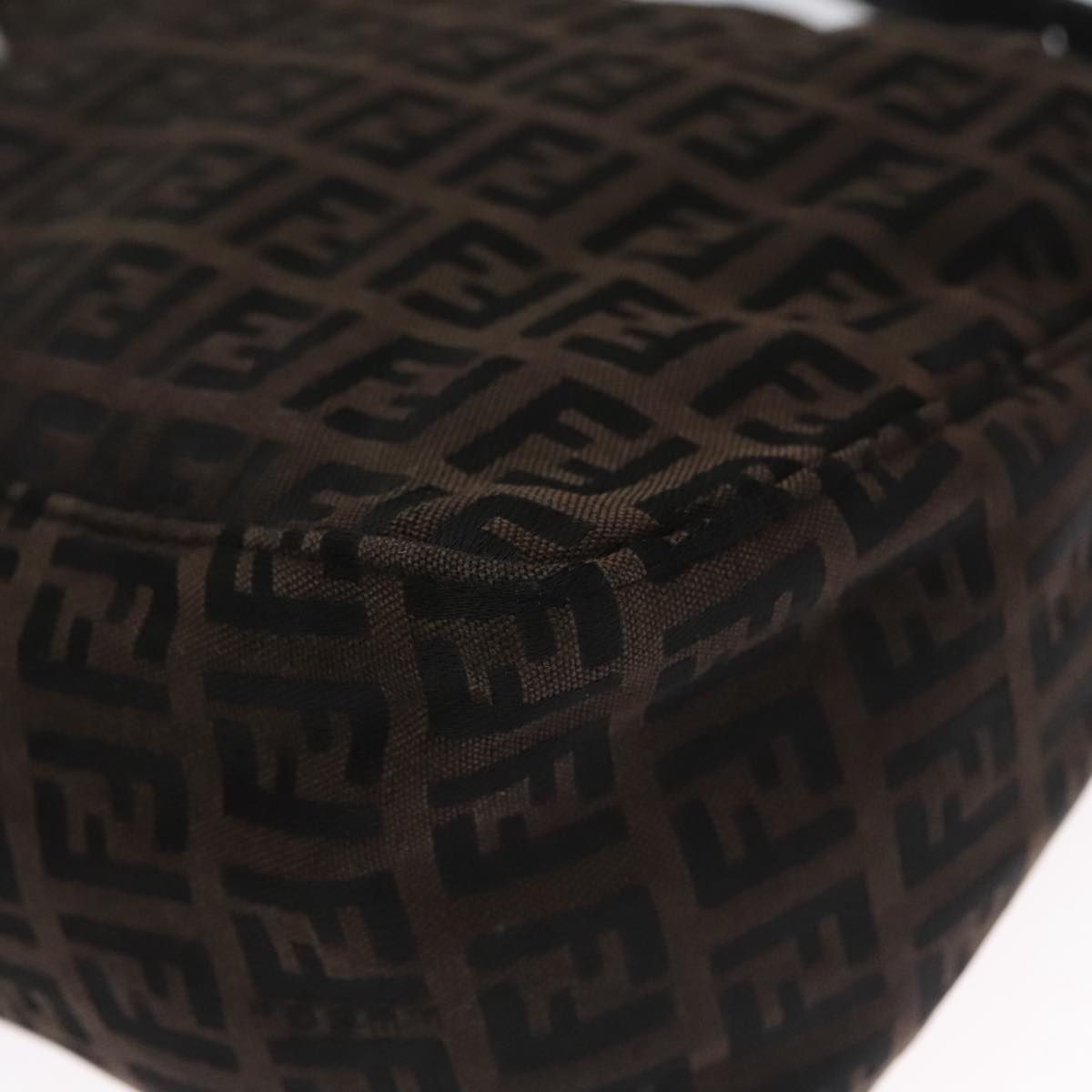FENDI Zucchino Canvas Hand Bag Black Brown 102663