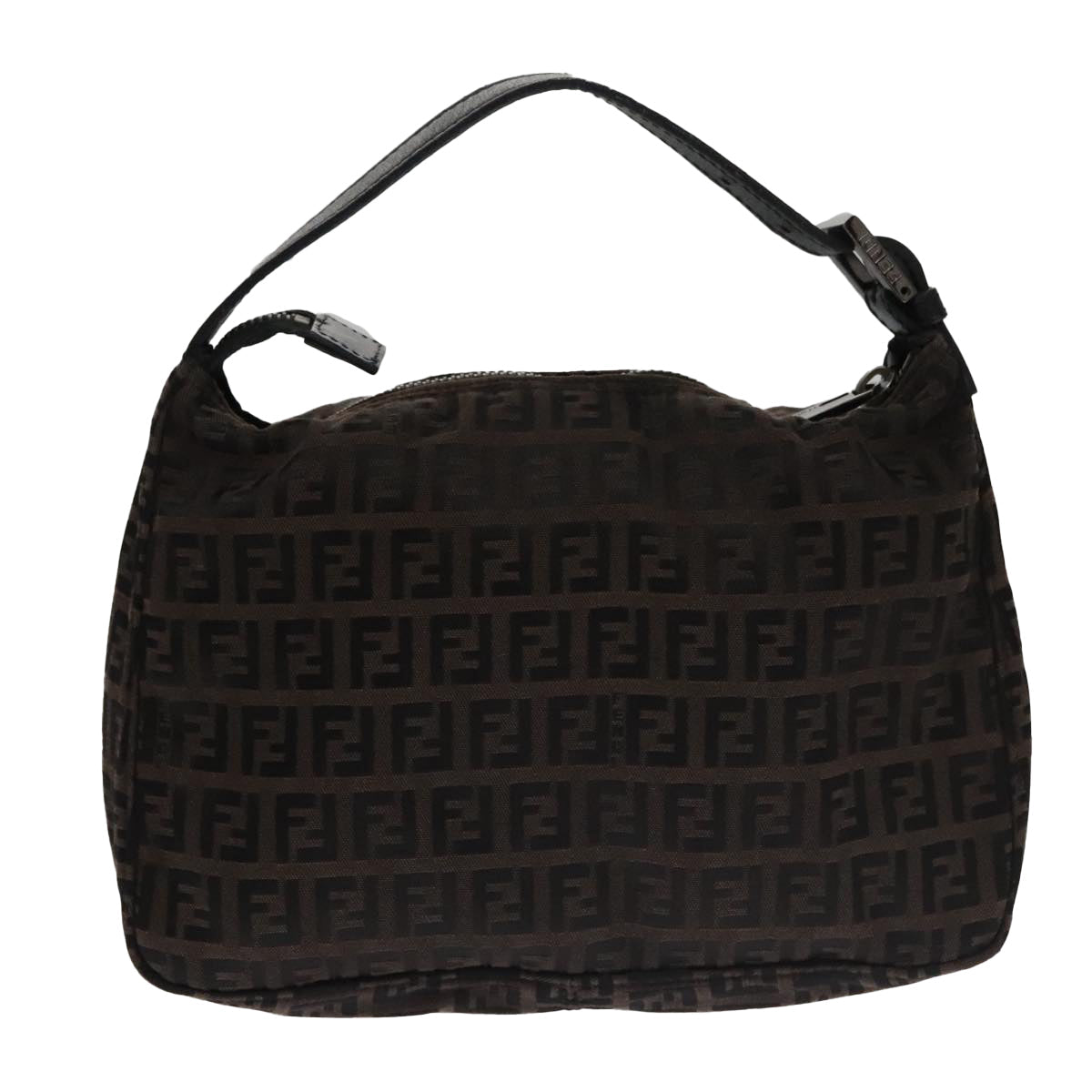 FENDI Zucchino Canvas Hand Bag Black Brown 102663