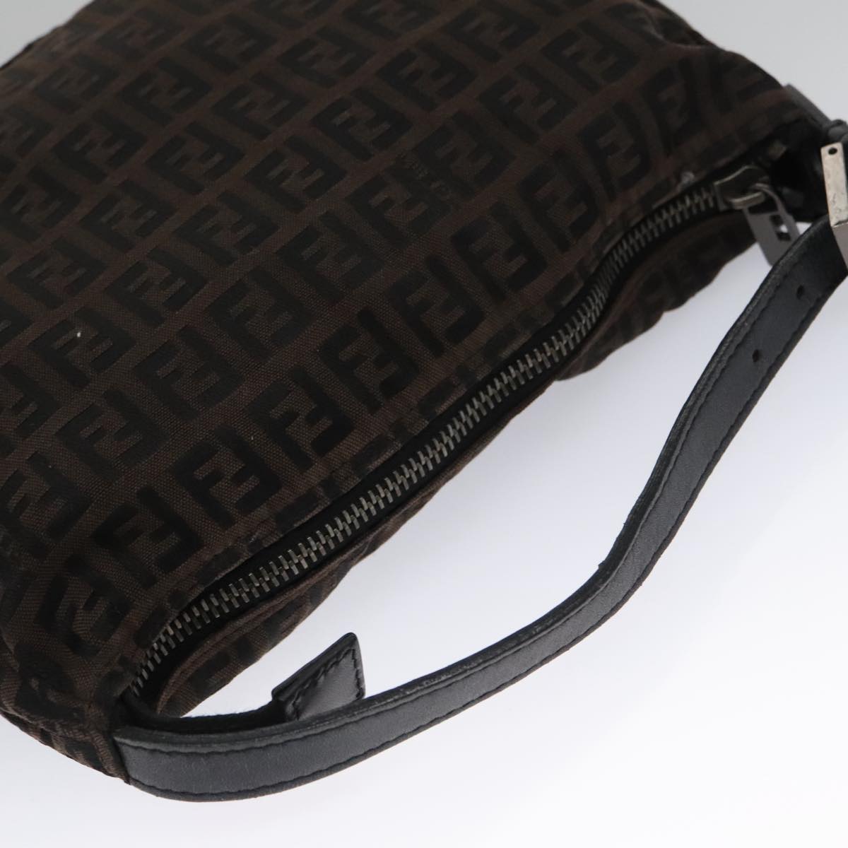 FENDI Zucchino Canvas Hand Bag Black Brown 102663