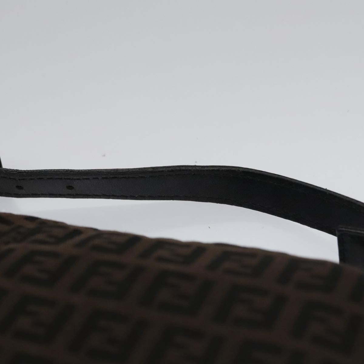FENDI Zucchino Canvas Hand Bag Black Brown 102663