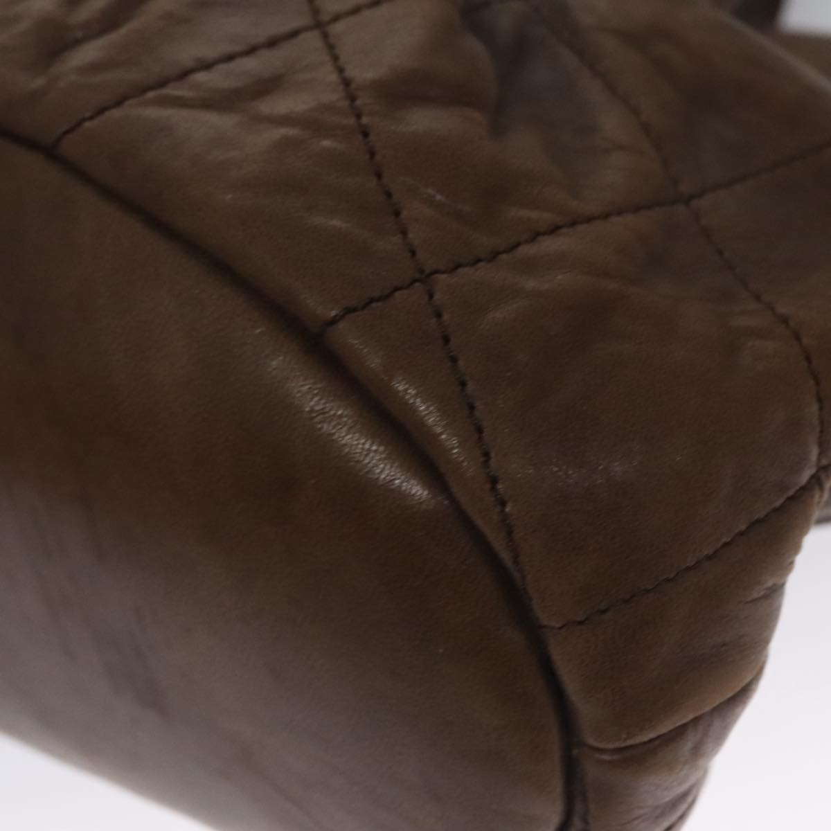 CHANEL Matelasse Hand Bag Leather Brown CC 102823