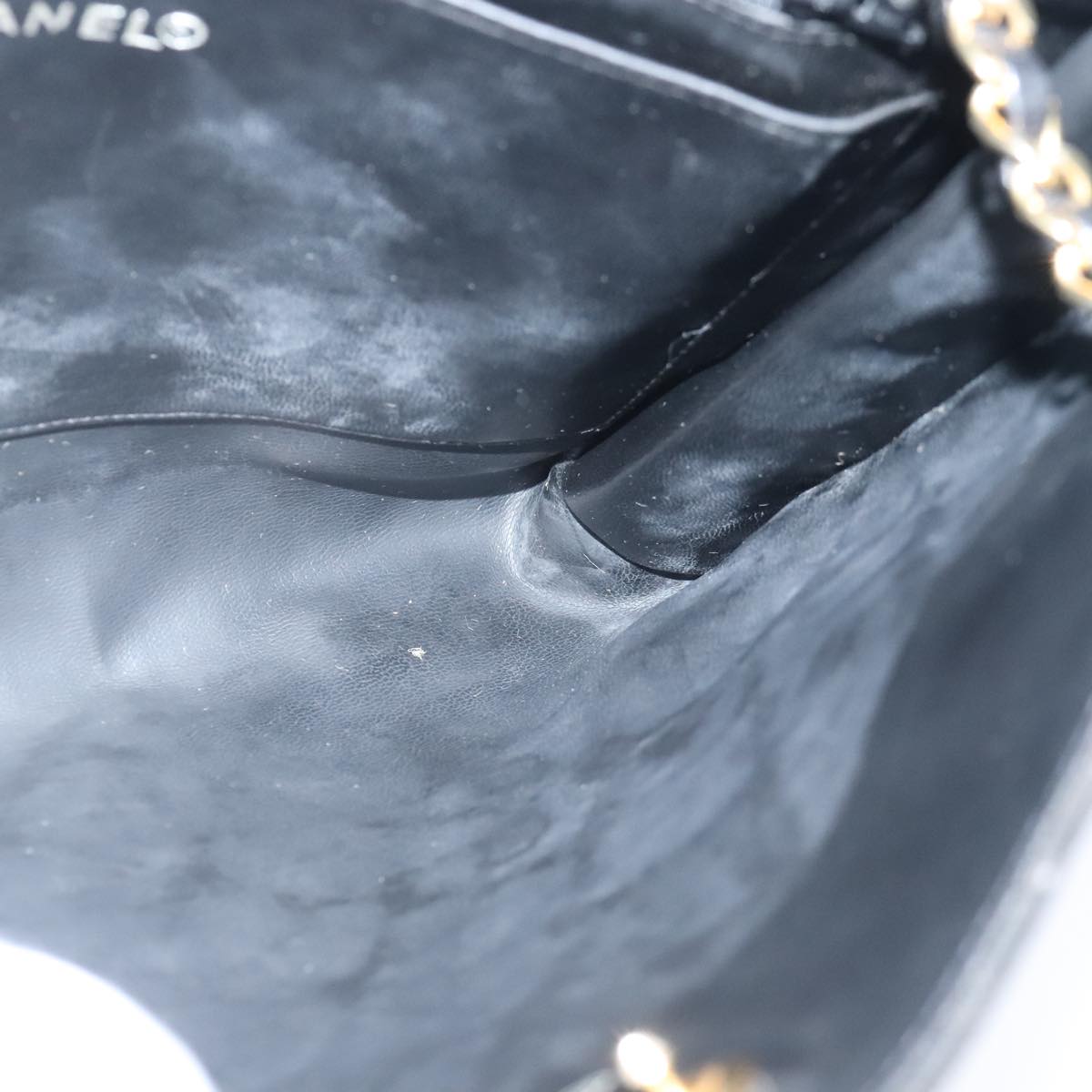 CHANEL Matelasse Chain Tote Bag Leather Black Gold CC 102918
