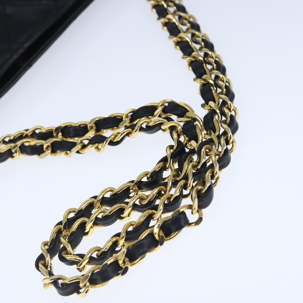CHANEL Matelasse Chain Tote Bag Leather Black Gold CC 102918
