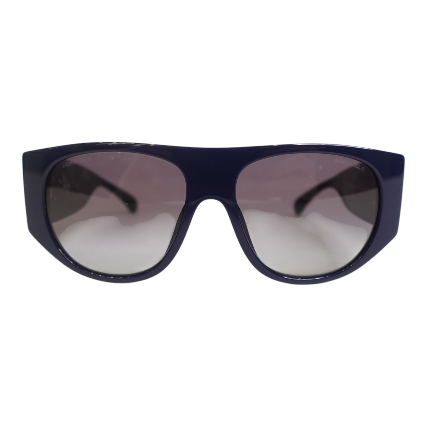 Chanel Navy Green Quilted CC Sunglasses