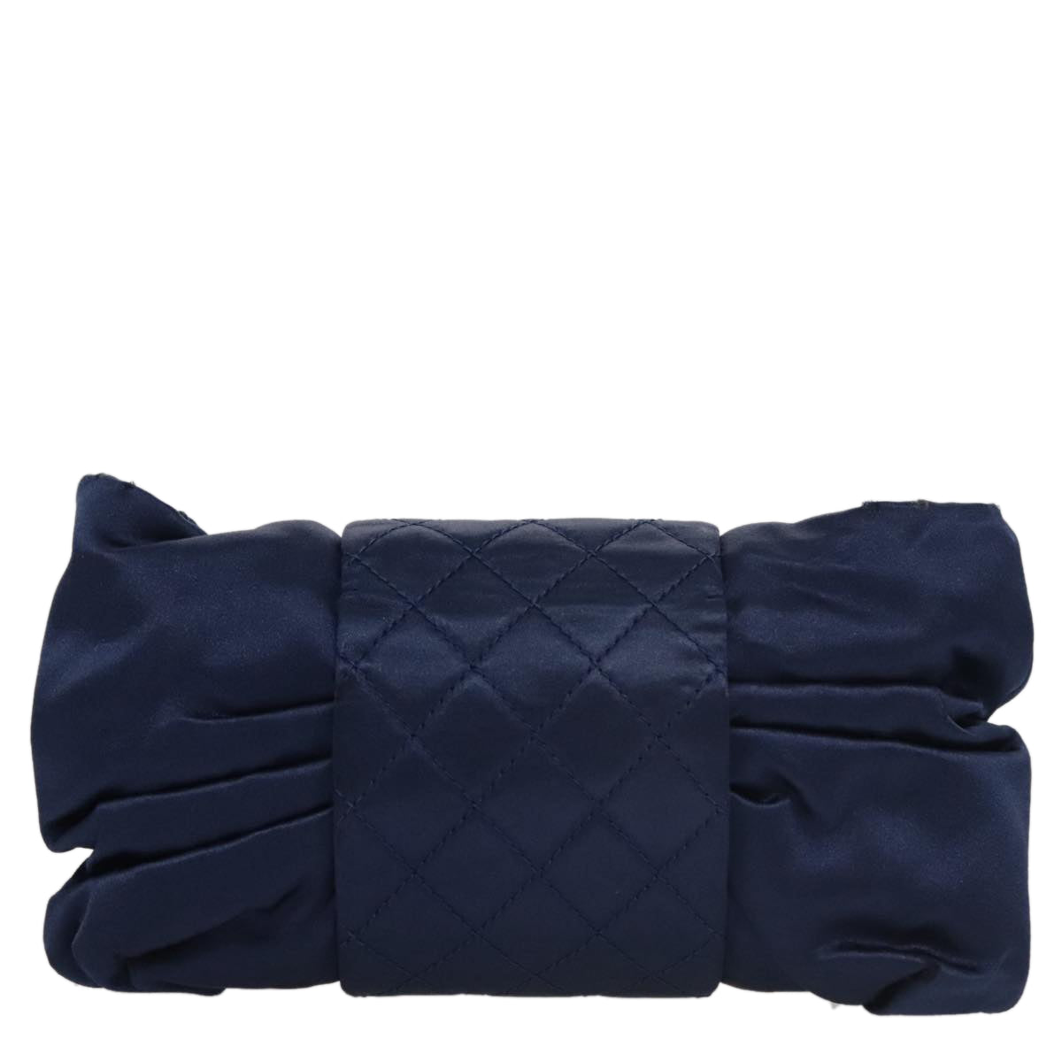 CHANEL Matelasse Chain Shoulder Bag Satin Navy CC 103082