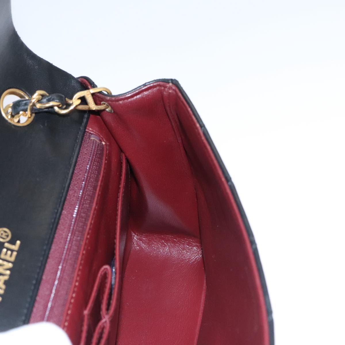 CHANEL Matelasse Chain Shoulder Bag Lamb Skin Black Gold CC 103232