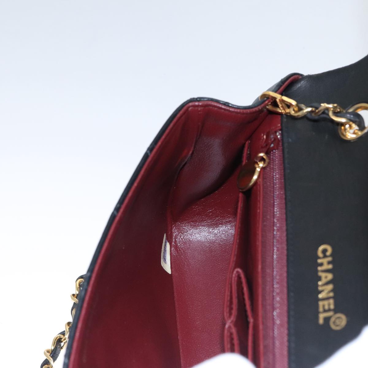 CHANEL Matelasse Chain Shoulder Bag Lamb Skin Black Gold CC 103232