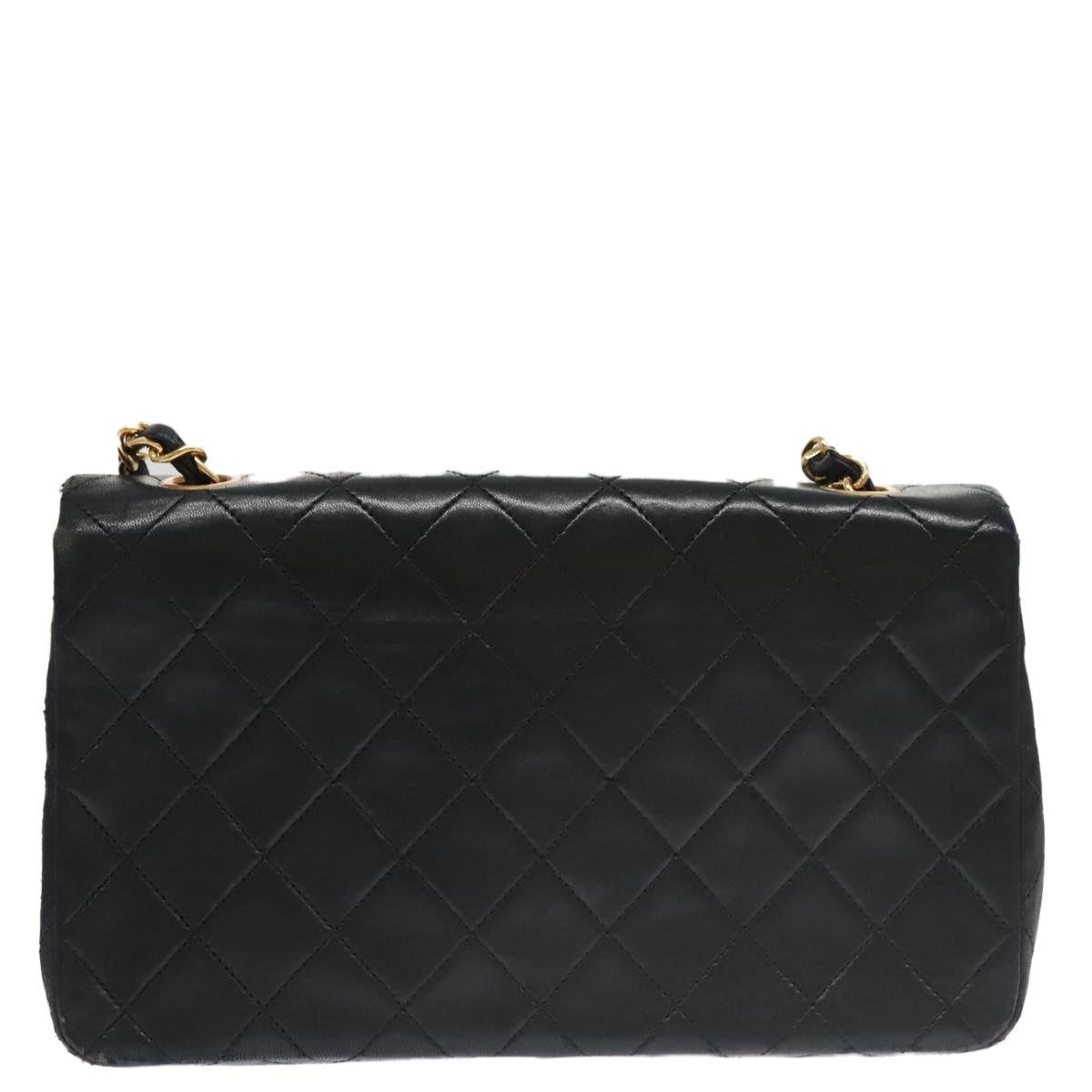 CHANEL Matelasse Chain Shoulder Bag Lamb Skin Black Gold CC 103232