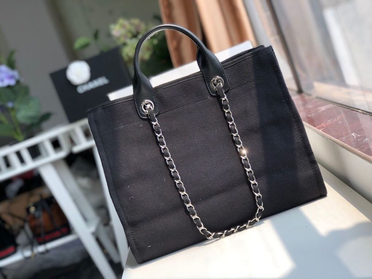 CHL Deauville Tote Canvas Bag Black For Women Handbags, Shoulder Bags 15in/38cm A66941