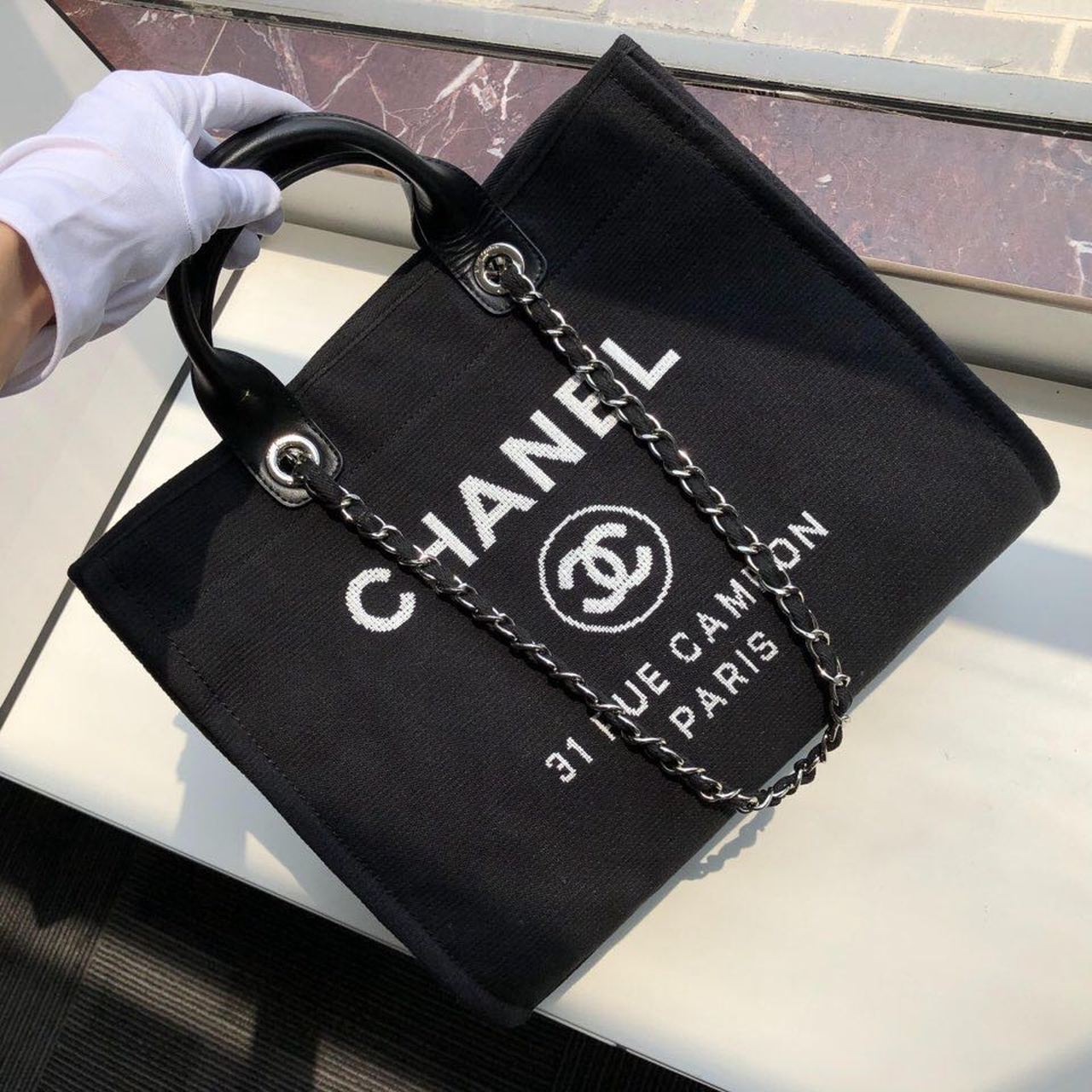CHL Deauville Tote Canvas Bag Black For Women Handbags, Shoulder Bags 15in/38cm A66941