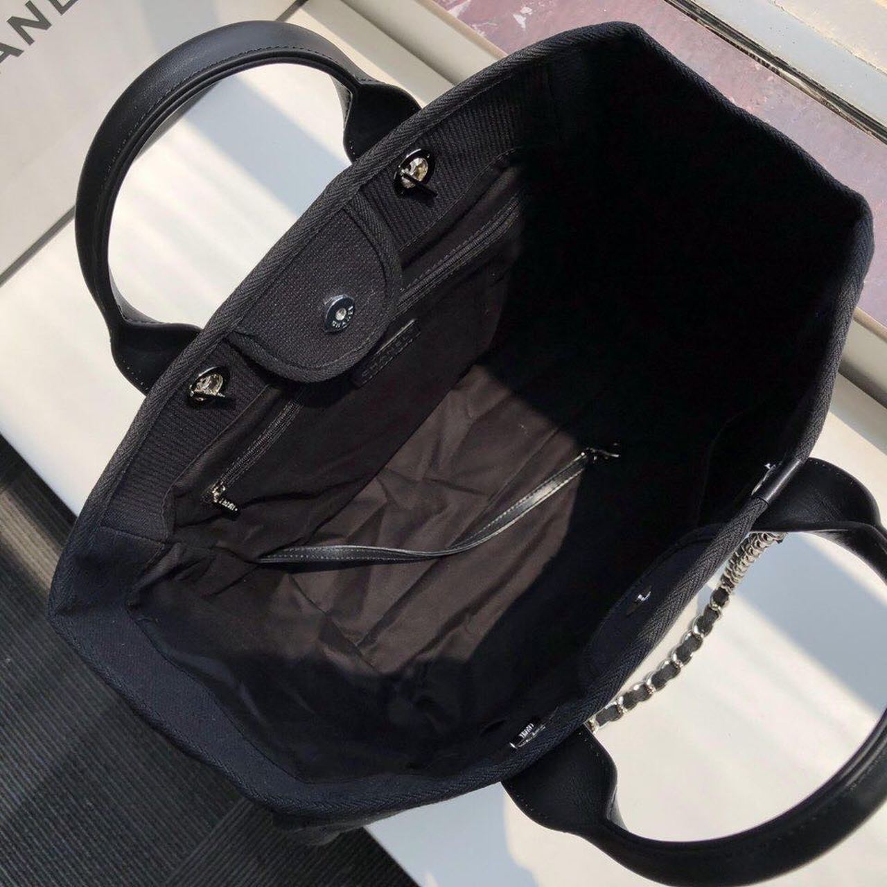 CHL Deauville Tote Canvas Bag Black For Women Handbags, Shoulder Bags 15in/38cm A66941