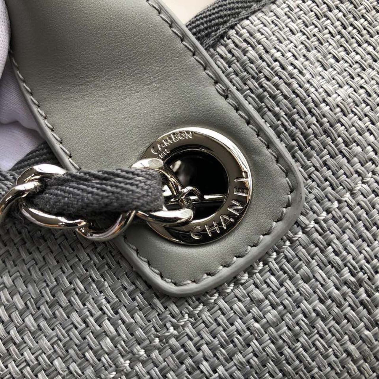 CHLSmall Shopping Bag Silver Hardware Grey For Women Handbags, Shoulder Bags 15.2in/39cm AS3257