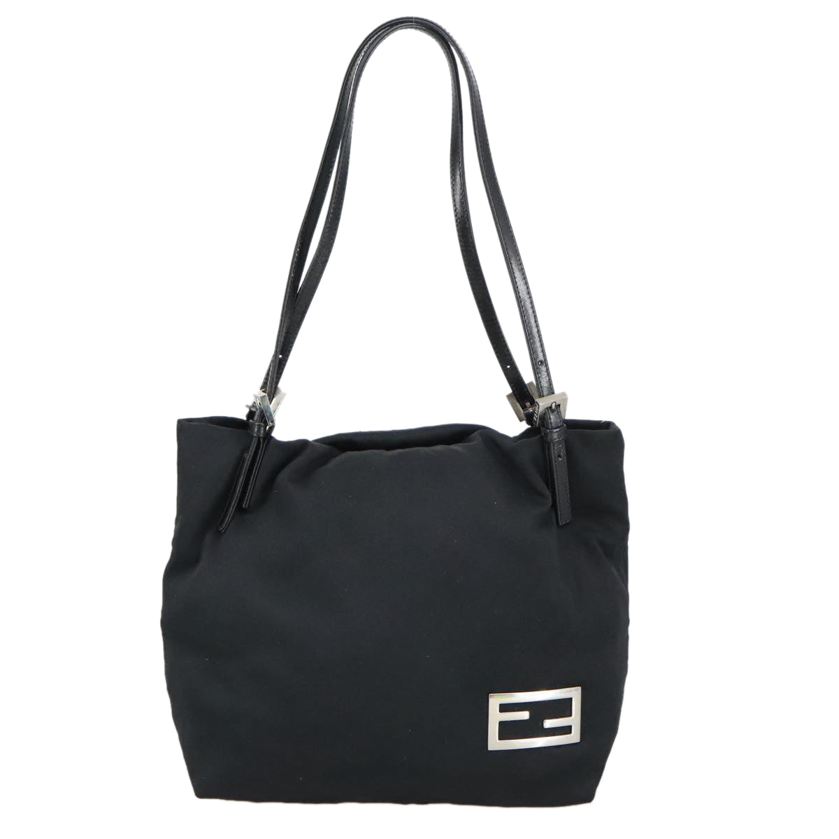 FENDI Shoulder Bag Nylon Black Silver 103439