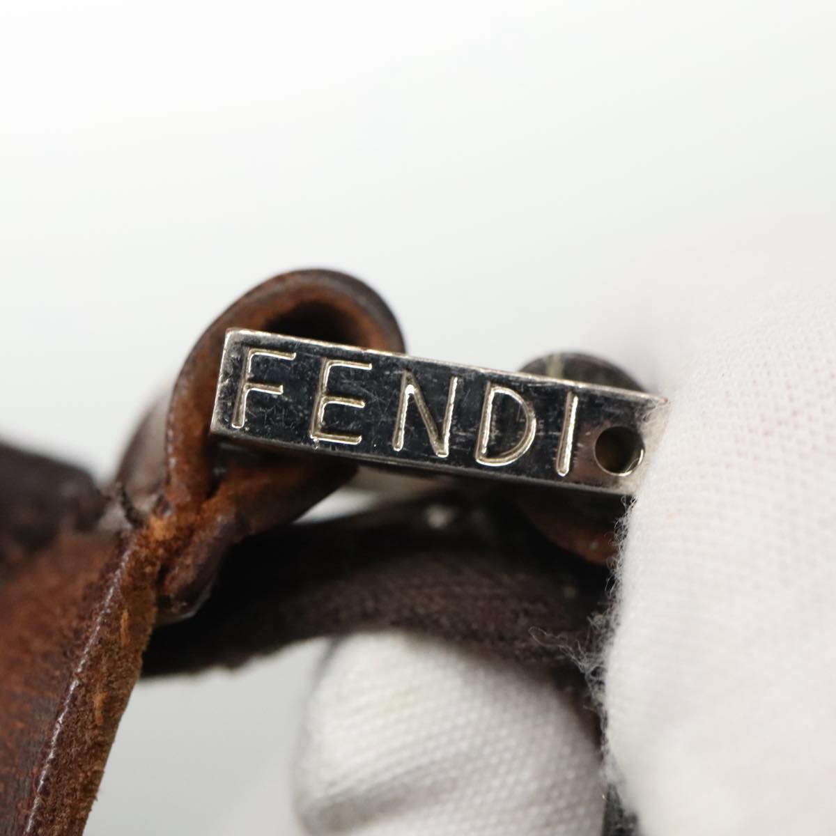 FENDI Zucca Canvas Shoulder Bag Brown Black 103542
