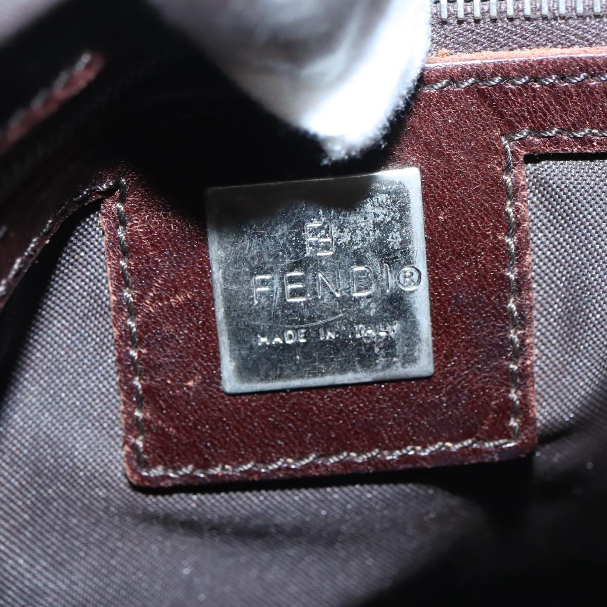 FENDI Zucca Canvas Shoulder Bag Brown Black 103542