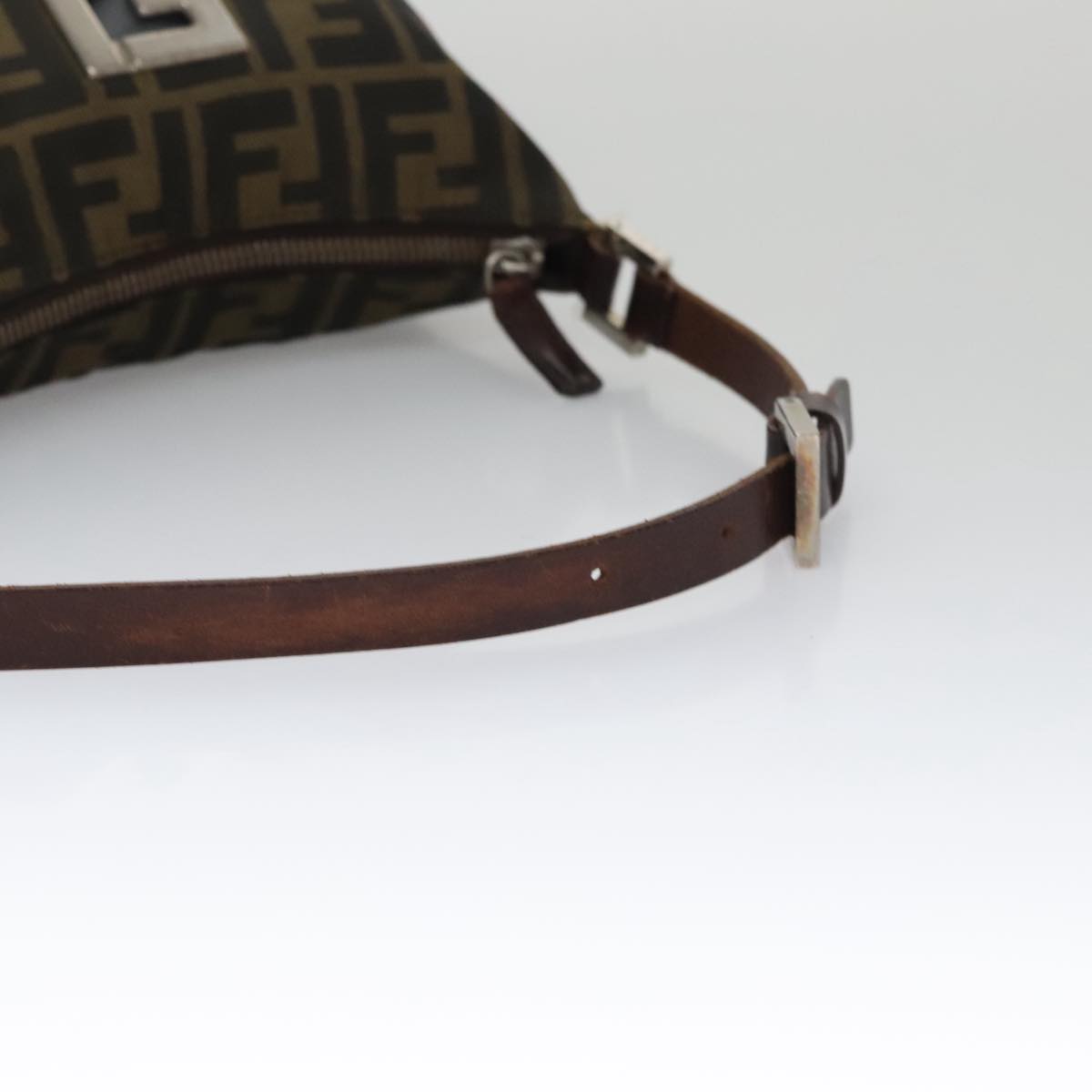 FENDI Zucca Canvas Shoulder Bag Brown Black 103542