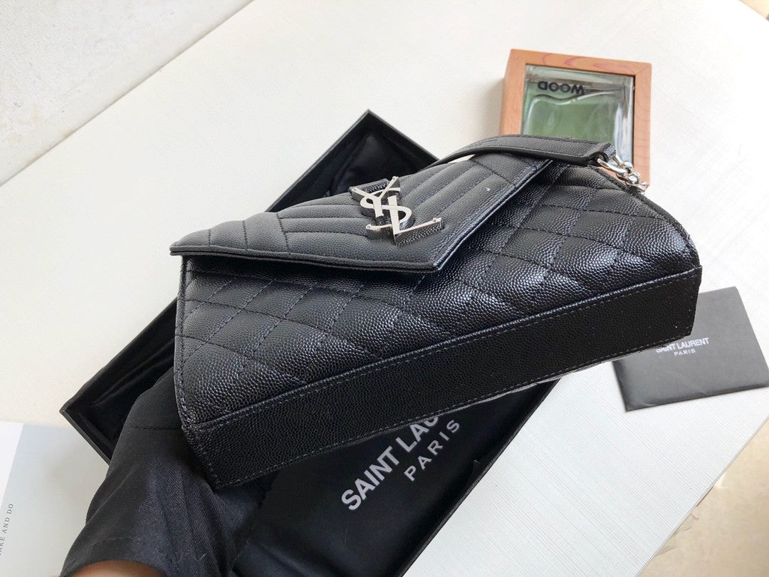GLAMI Envelope Small Bag In Mix MatelassÃƒÂ© Grain De Poudre Black For Women 8.2in/21cm YSL 600195BOW921000