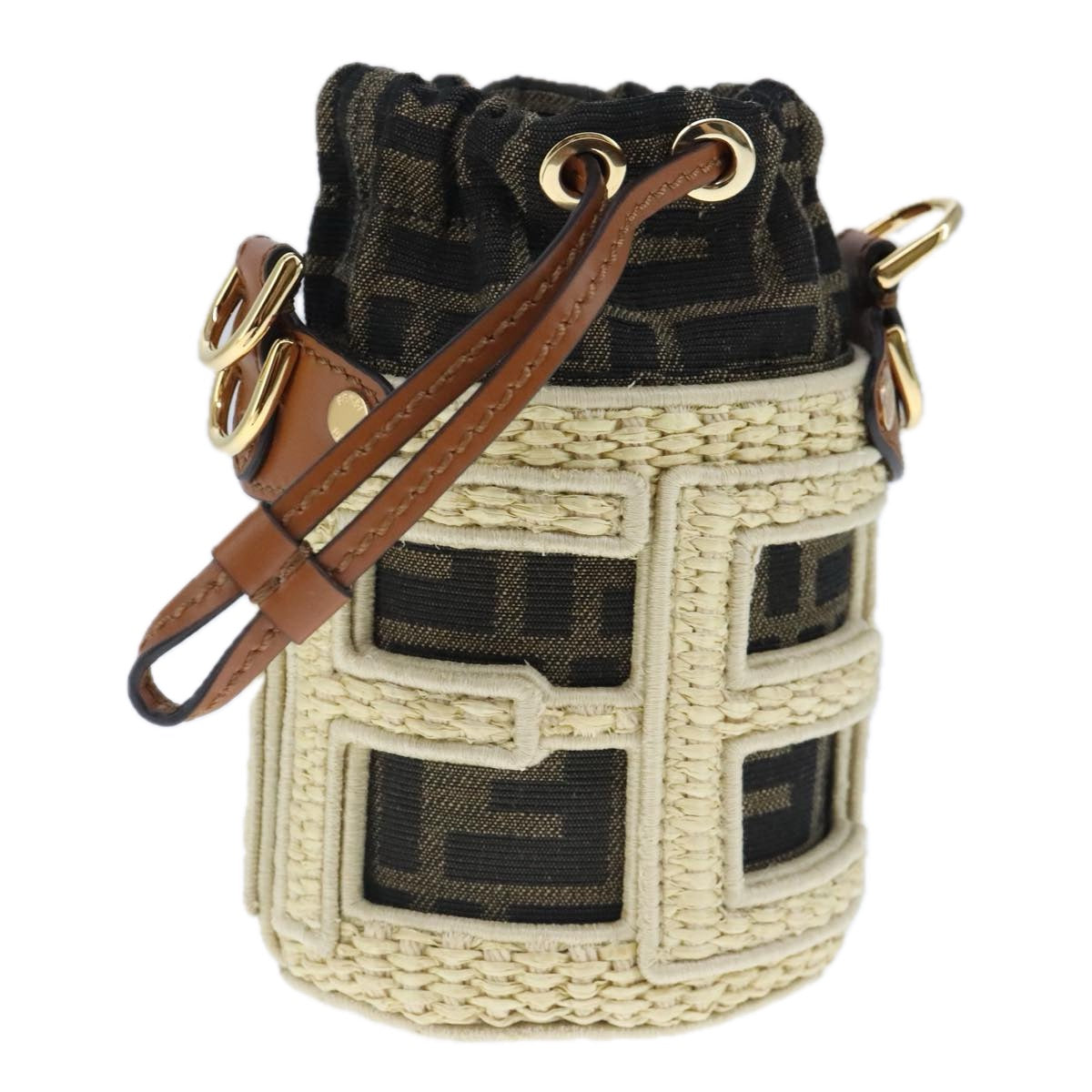 FENDI Zucca Canvas Pouch Brown Black beige 103806
