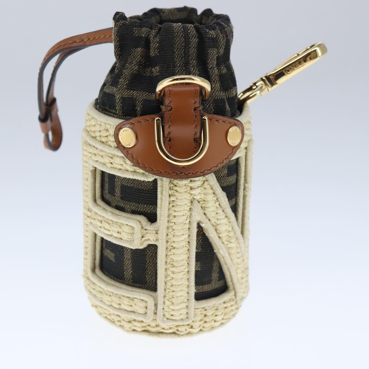 FENDI Zucca Canvas Pouch Brown Black beige 103806