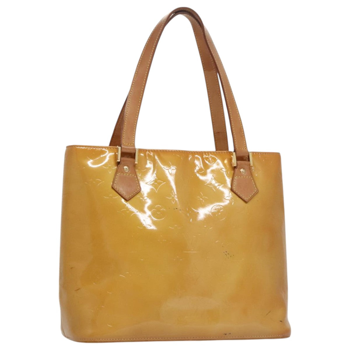 LOUIS VUITTON Monogram Vernis Houston Hand Bag Beige M91004 LV 103973