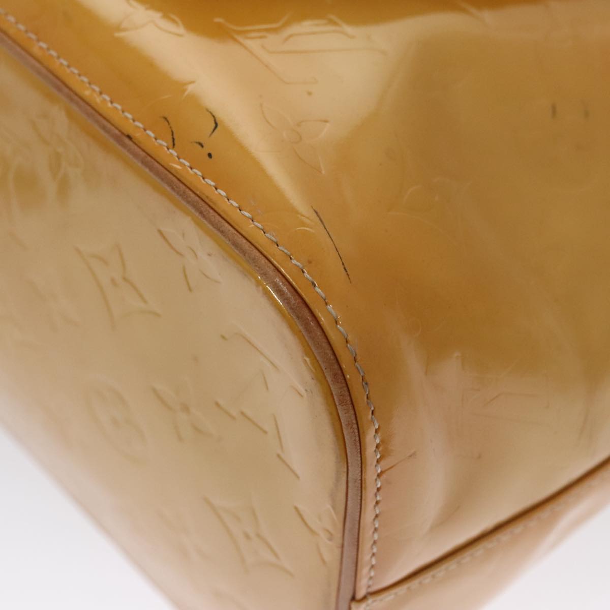 LOUIS VUITTON Monogram Vernis Houston Hand Bag Beige M91004 LV 103973