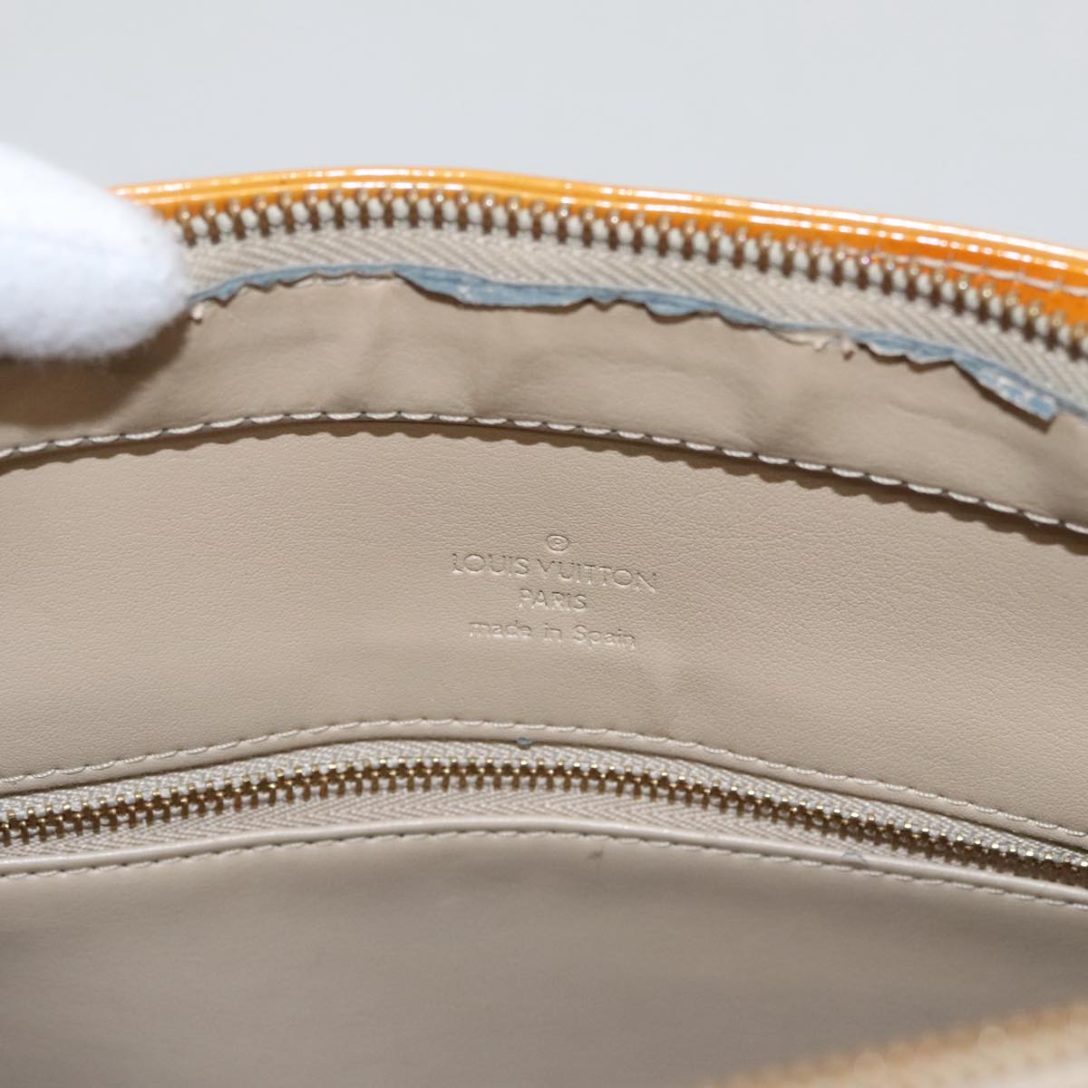 LOUIS VUITTON Monogram Vernis Houston Hand Bag Beige M91004 LV 103973