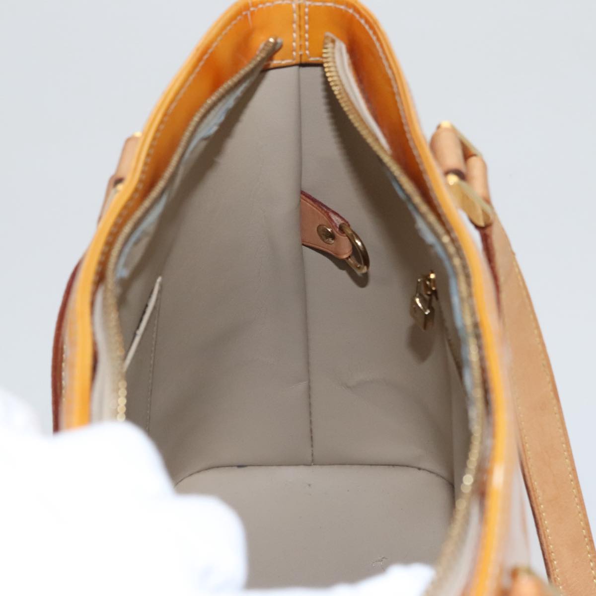LOUIS VUITTON Monogram Vernis Houston Hand Bag Beige M91004 LV 103973