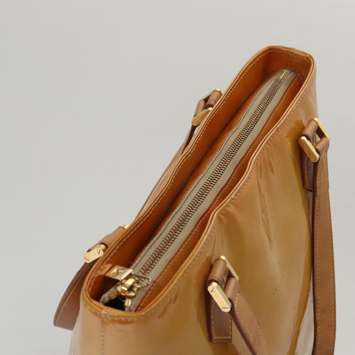 LOUIS VUITTON Monogram Vernis Houston Hand Bag Beige M91004 LV 103973