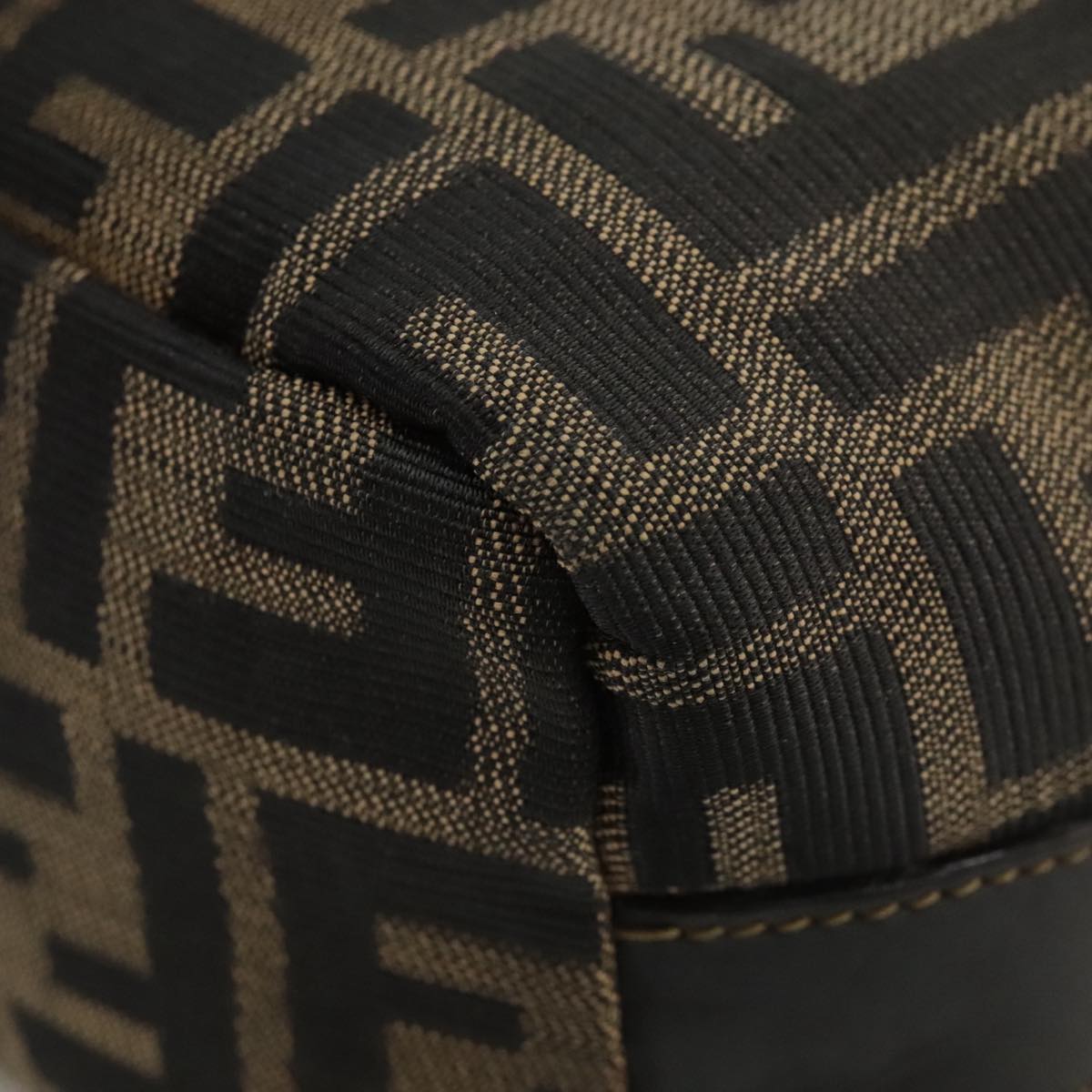 FENDI Zucca Canvas Vanity Pouch Brown Black Gold 104142