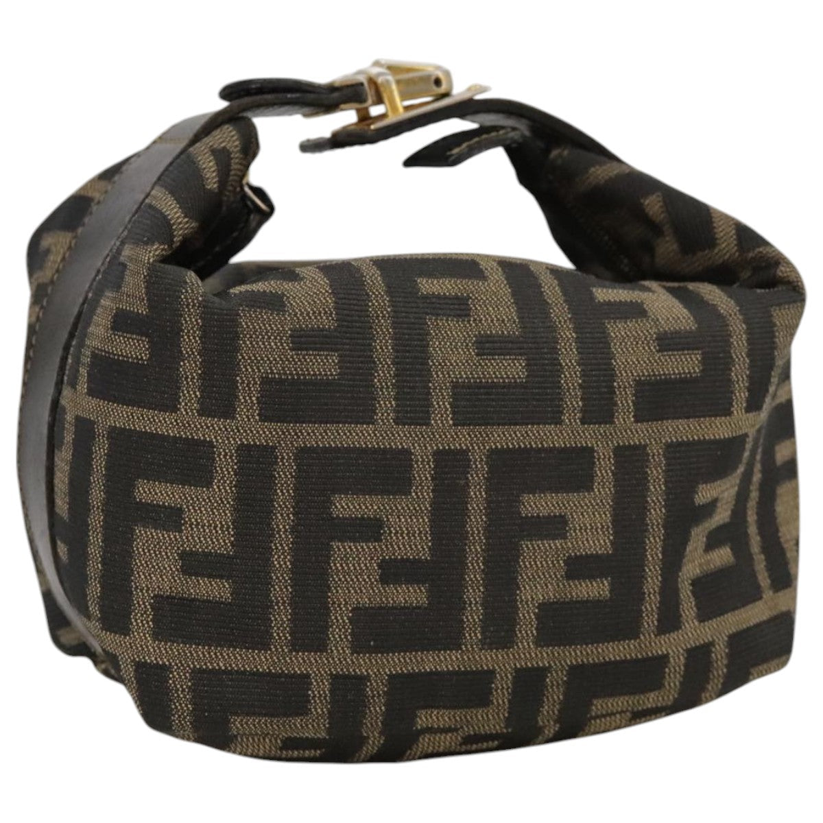 FENDI Zucca Canvas Vanity Pouch Brown Black Gold 104142