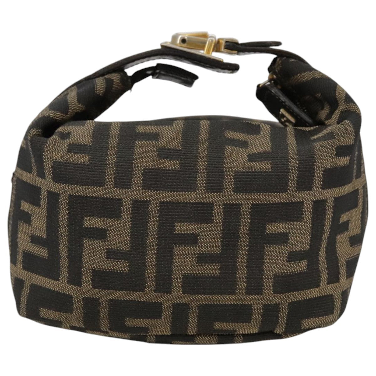 FENDI Zucca Canvas Vanity Pouch Brown Black Gold 104142