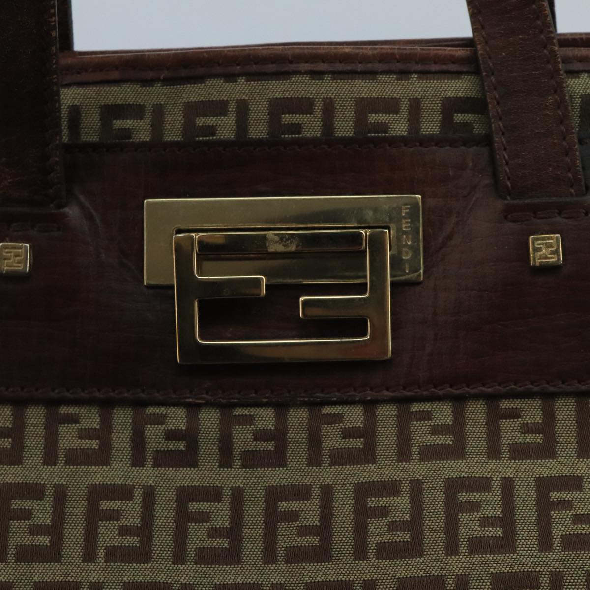 FENDI Zucchino Canvas Tote Bag Beige 104183
