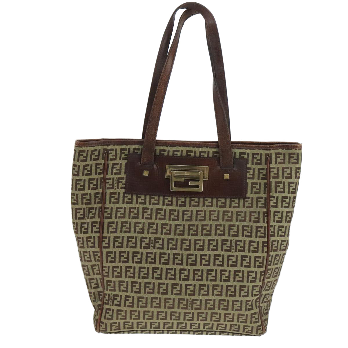 FENDI Zucchino Canvas Tote Bag Beige 104183