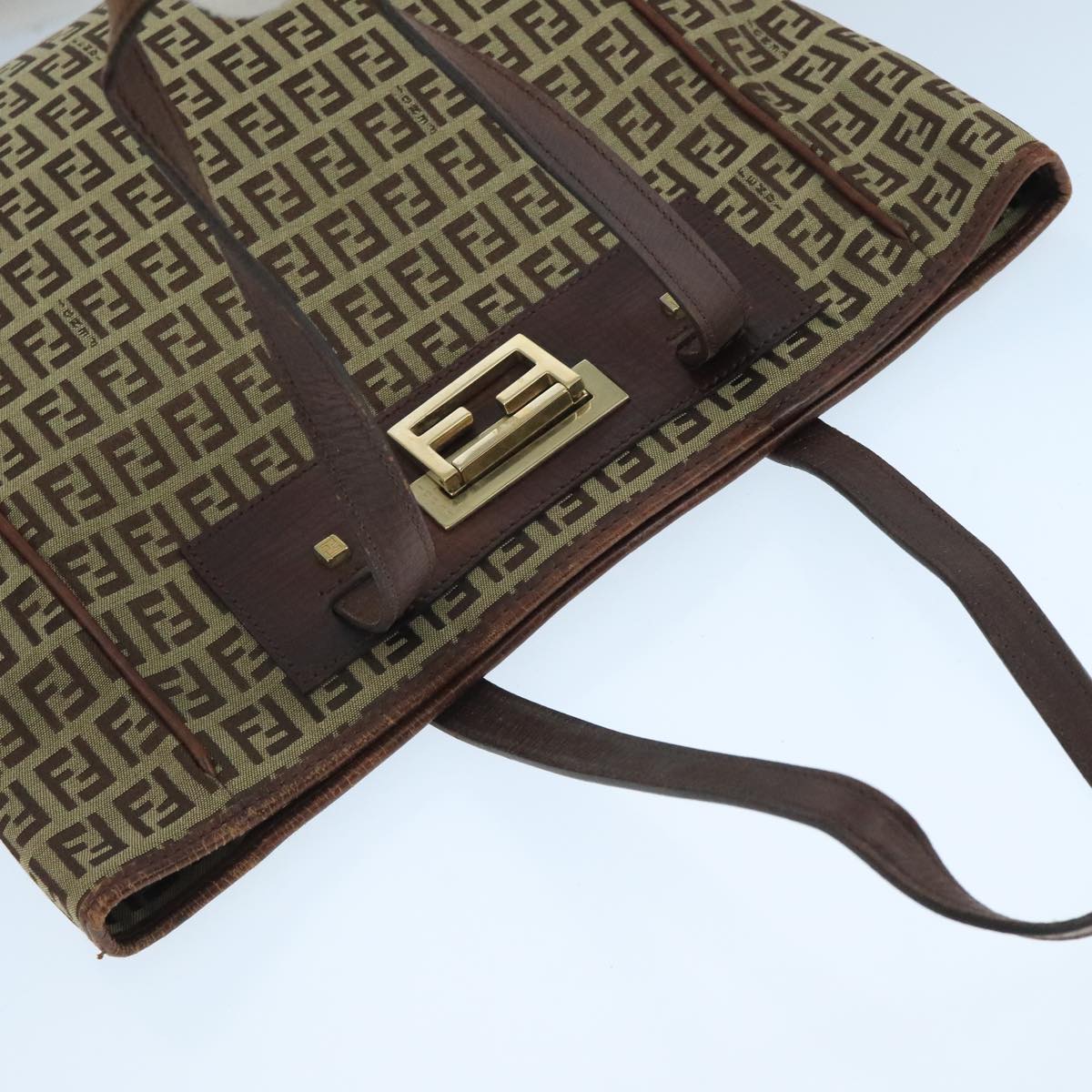 FENDI Zucchino Canvas Tote Bag Beige 104183