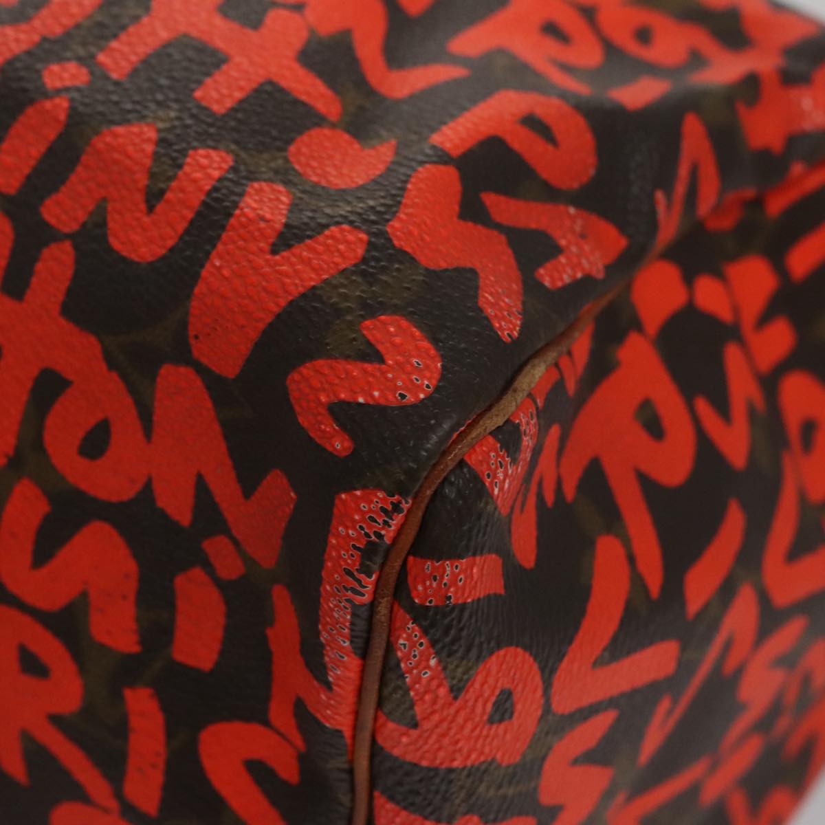 LOUIS VUITTON Monogram Graffiti Speedy 30 Hand Bag Orange M93705 LV 104188A