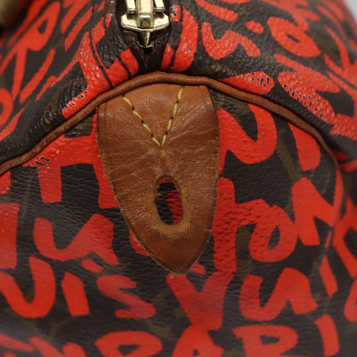 LOUIS VUITTON Monogram Graffiti Speedy 30 Hand Bag Orange M93705 LV 104188A