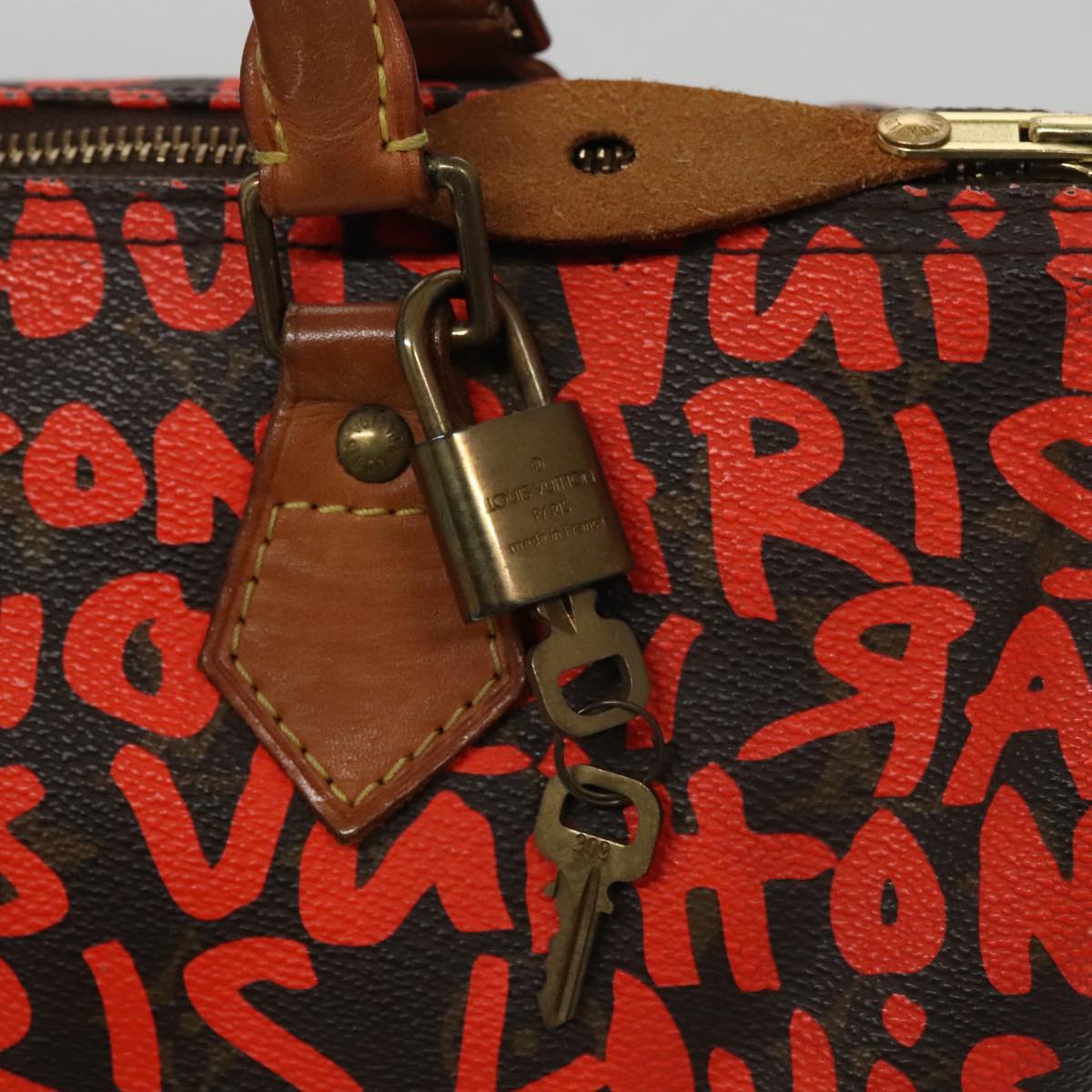 LOUIS VUITTON Monogram Graffiti Speedy 30 Hand Bag Orange M93705 LV 104188A