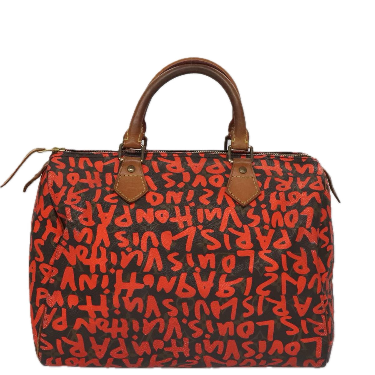 LOUIS VUITTON Monogram Graffiti Speedy 30 Hand Bag Orange M93705 LV 104188A