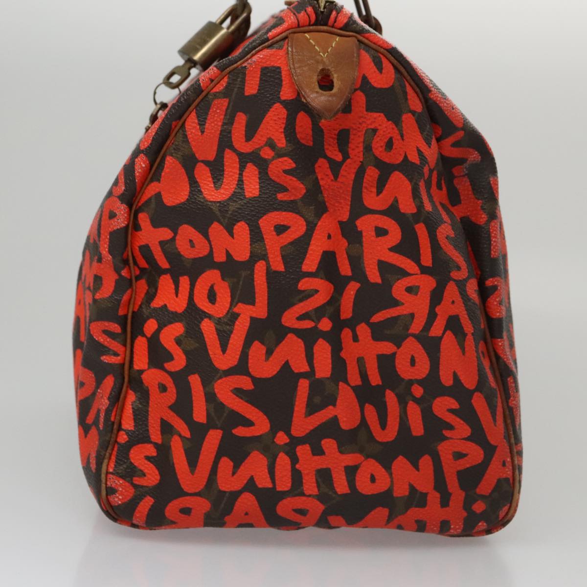LOUIS VUITTON Monogram Graffiti Speedy 30 Hand Bag Orange M93705 LV 104188A