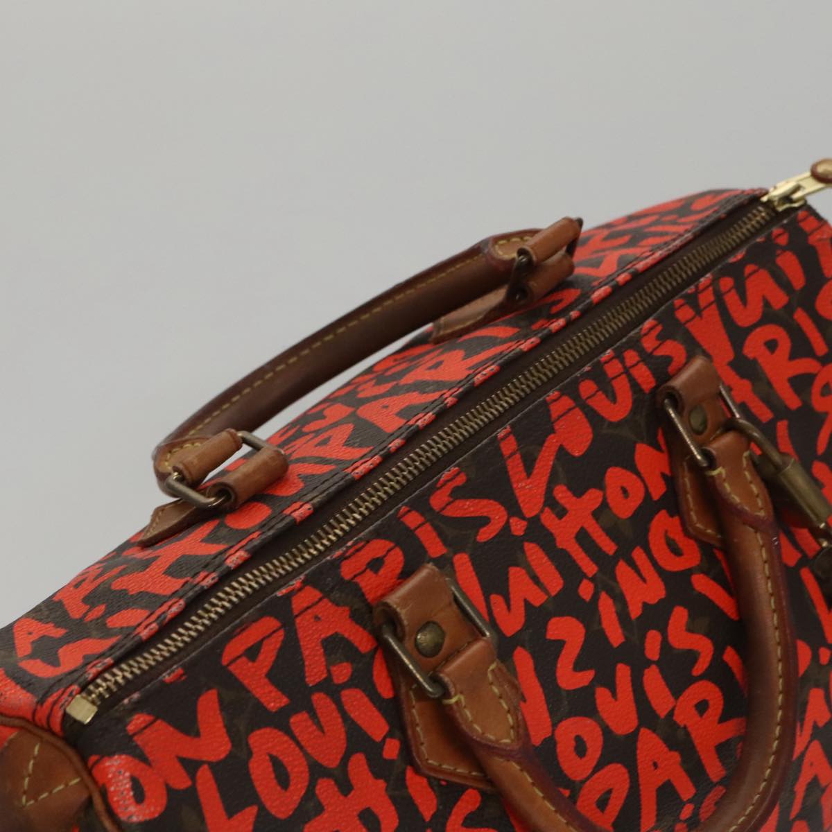 LOUIS VUITTON Monogram Graffiti Speedy 30 Hand Bag Orange M93705 LV 104188A